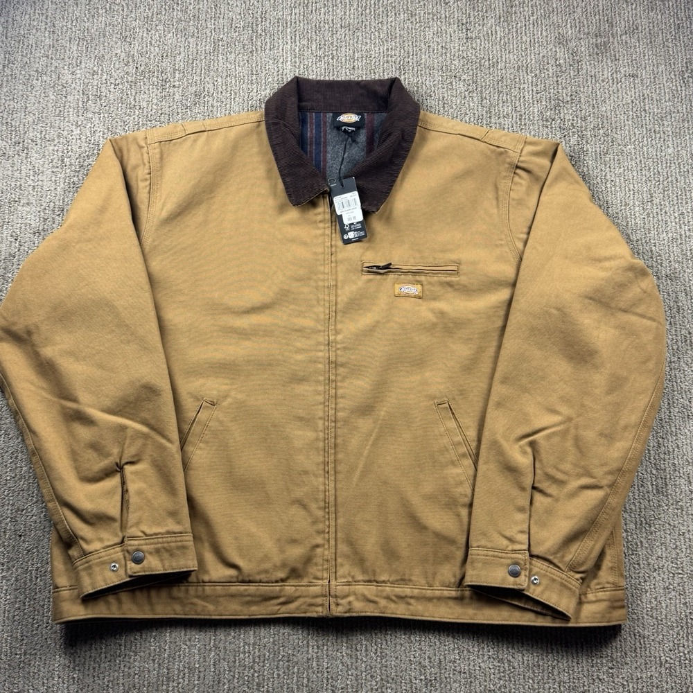 Dickies Mens 3XL Detroit Blanket Lined Duck Canvas Jacket Woven Full Zip Work